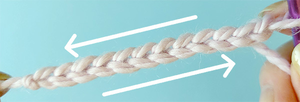 arrows showing crochet directions