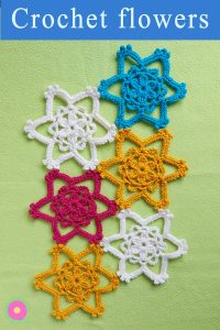 instructions for crocheting flower star motif