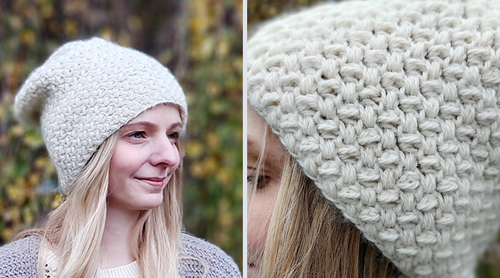 Crochet soft beanie in textured stitch